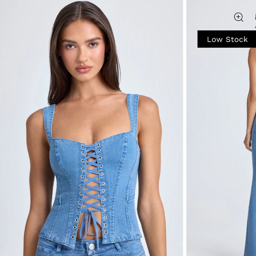 Oh Polly Blue Lace Up Corset